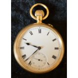 Pocket watch in an 18ct gold Borgel screw case.  Case stamped Brevet 322753 movement stamped S & Co.