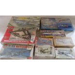 Assorted Airfix model kits inc H S Trident 10, B-25 Mitchell, BAC lightning 3 & DH Mosquito FB VI