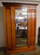 Victorian mahogany wardrobe with mirror door & shelves Ht 212cm W 150cm D 60cm