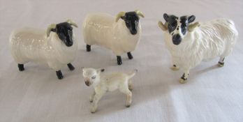Beswick black faced lamb 1828, 2 black faced sheep 1765 & a black faced ram 3071 (2 boxed)