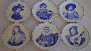 6 small Dutch blue & white wall plates