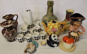 Tuscan China coffee set, Wade Panda money box, Sundial teapot, Royal Winton Grimwades vase etc.