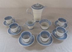 Shelley blue coffee set consisting of coffee pot, sugar bowl, cream jug and 6 cups and saucers