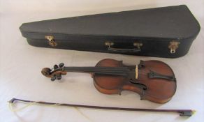 Small 1/4 size violin with bow (af) and case L 19.5" (suitable for a 5-8 year old)