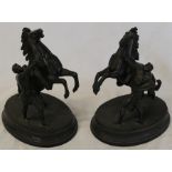 Pair of spelter Marley horse figure groups