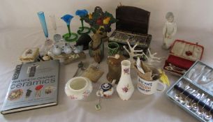 Various ceramics and glassware, book, silver plate etc