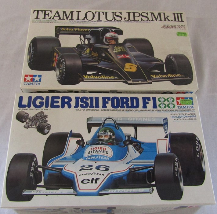 2 Tamiya model car kits - Team Lotus JPS MK III & Ligier TSII Ford F1