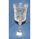 Royal Doulton commemorative glass goblet celebrating the wedding of Charles and Diana H 21 cm