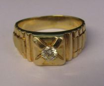 NOT AS PREVIOUSLY CATALOGUED - 14ct gold gents diamond ring (marked 585) 0.35 ct total weight 9.4