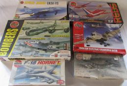 6 Airfix model kits inc Red Arrows 40th display season, Bombers, F-18 Hornet & English Electric