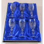 Boxed set of Edinburgh lead crystal wine glasses H 16 cm