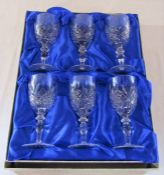 Boxed set of Edinburgh lead crystal wine glasses H 16 cm