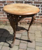 Cast iron pub table with wooden top