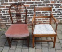 2 dining chairs - Georgian rail back carver & a Hepplewhite style chair