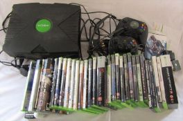 Xbox with leads, controllers and assorted games (all unchecked)