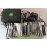 Xbox with leads, controllers and assorted games (all unchecked)