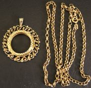 9ct gold belcher chain & 9ct gold sovereign mount 18.1g