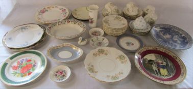 Box of assorted ceramics inc Aynsley, Royal Worcester, Royal Crown Derby, Adams & a part Victorian