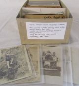 Box of approximately 260 postcards and photos relating to social history inc military, buildings,