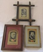 3 framed Stevengraph woven silk pictures - Rt Hon Lord R Churchill MP, Rt Hon W E Gladstone MP &