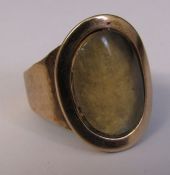 Georgian/Victorian gold mourning ring with hair removed, no inscription size K total weight 3.4 g (