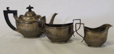 Small silver teapot, milk jug & sugar bowl, Birmingham 1922, total weight 12.53ozt