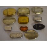 11 metal snuff boxes; 6 with names & 3 with dates