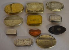 11 metal snuff boxes; 6 with names & 3 with dates