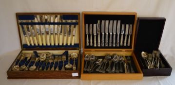 2 part canteens of cutlery & a box containing additional cutlery