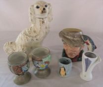 Various ceramics inc large Royal Doulton character jug 'The Poacher', Staffordshire dog, Radford