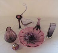 Various coloured glass inc Moran glass paperweight