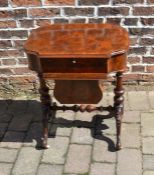 Victorian lady's work / sewing table with birds eye maple interior, adjustable writing slope &