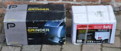 Pro Grinder bench grinder & a Cathedral Model 200BK safe (box unopened)