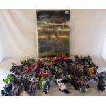 Large quantity of unboxed Transformer figures & a Bumblebee picture