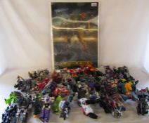 Large quantity of unboxed Transformer figures & a Bumblebee picture