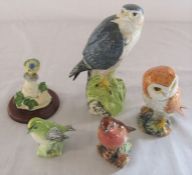 Beswick Merlin Whyte-Mackay scotch whisky eagle (boxed), robin 980, goldcrest 2415, owl & a Border