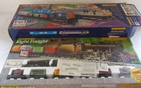 Hornby twin train freight & Eight freight train sets (both af with parts missing)