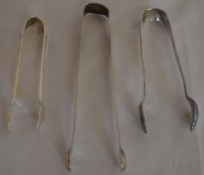 2 silver sugar bows & a white metal sugar bow 2.2ozt