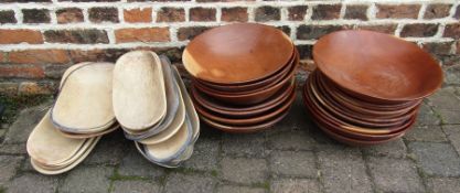 Large quantity of wooden bowls