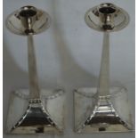 Pair of Arts & Crafts weighted silver candlesticks, maker James Deakin & Sons Sheffield 1906 (
