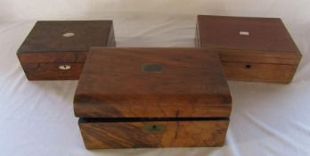 Victorian writing slope and 2 wooden boxes (all af)