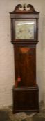 Georgian Irish 8 day long case clock with painted dial by J Baxter of Monaghan in a mahogany
