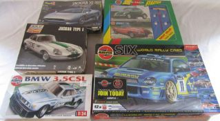 Various model car kits inc Airfix six world rally cars, BMW 3.5 CLS & Revell Jaguar XJ 220