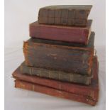Various books inc The book of Martyrs printed by J Nuttall 1803, Holy bible 1813, The modern