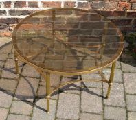 Circular brass & glass top coffee table