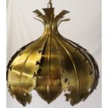 Danish Svend Aage Holm Sorensen Brutalist torch cut patinated brass onion lamp model 6395 bearing