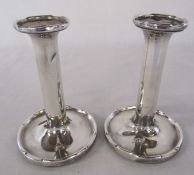 Pair of silver candlesticks (weighted base) H 13 cm Birmingham 1930