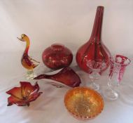 Assorted coloured glass inc Carnival glass