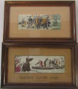 2 Stevengraph framed woven silk pictures - Landing of Columbus and Columbus leaving Spain 27 cm x