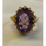 9ct gold 7ct amethyst dress ring size O/P total weight 6.5 g